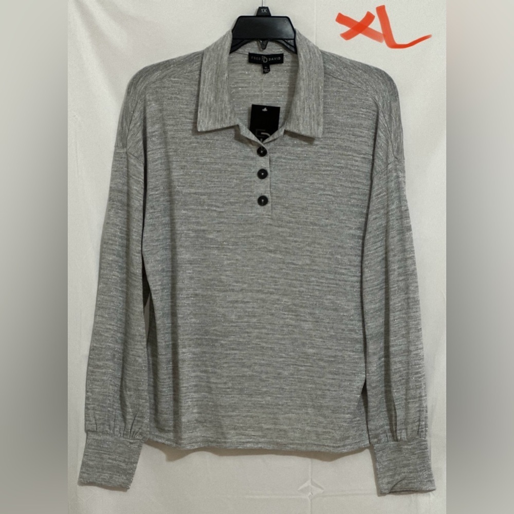 Fred David Grey collared top